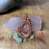 Heart Chakra Copper Wire Weave Pendant, Rose Quartz Pendant