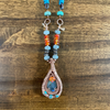 Labradorite, Carnelian and Turquoise Copper Heady Design Pendant